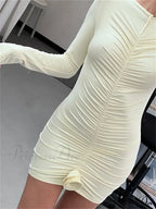 Ruched Long Sleeve Round Neck Flower Patchwork Mini Dress image 2