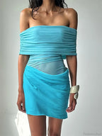 Ruched Mesh Party Mini Dress image 3