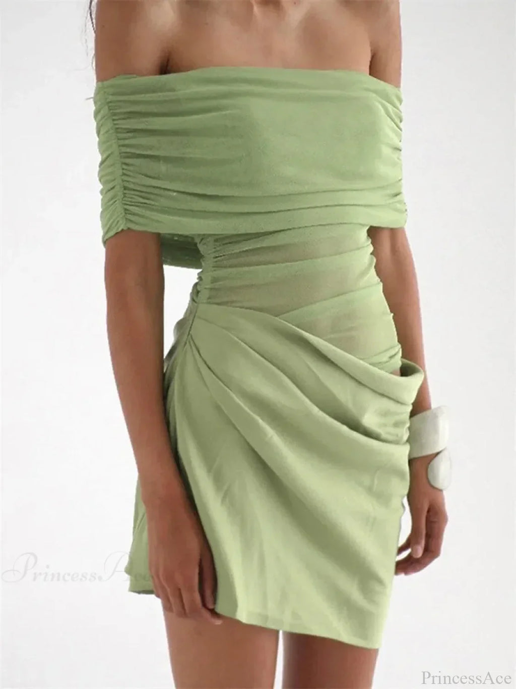 Ruched Mesh Party Mini Dress image 5