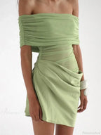 Ruched Mesh Party Mini Dress image 5