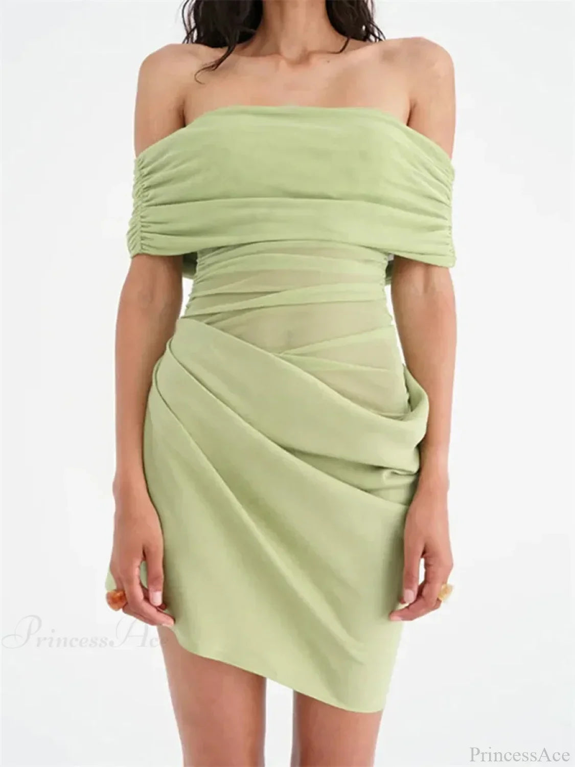 Ruched Mesh Party Mini Dress image 4