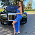 Ruched Mesh Sleeveless Slit Sexy Maxi Dress image 6