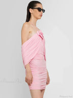 Ruched Off-shoulder Black Party Dress image 3