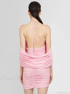 Ruched Off-shoulder Black Party Dress image 4