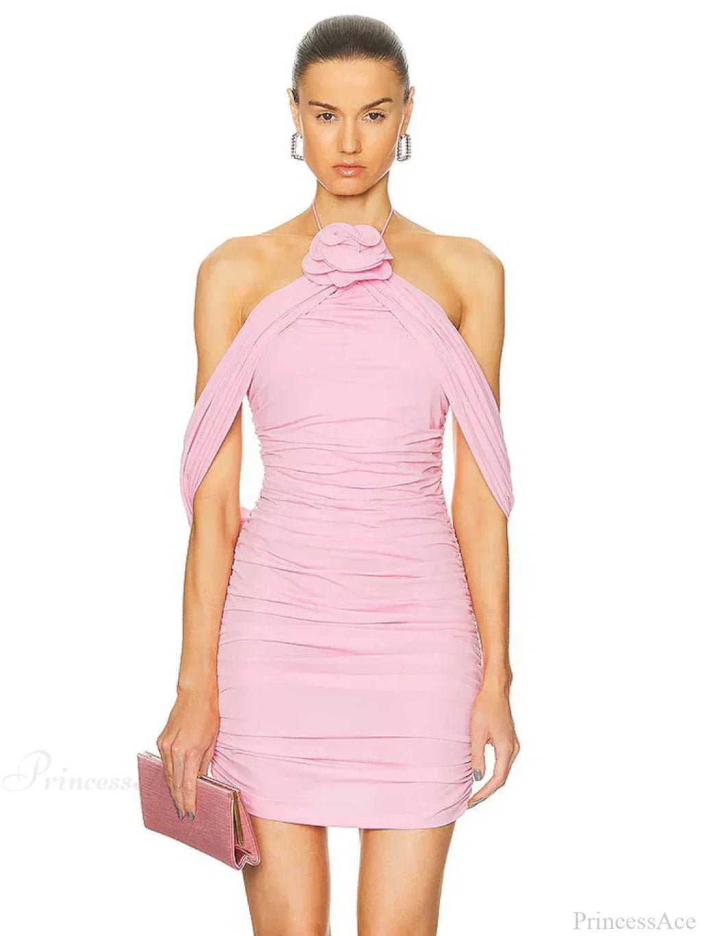 Ruched Off-shoulder Black Party Dress image 2