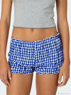 Ruched Plaid Slim Fit Short image 4
