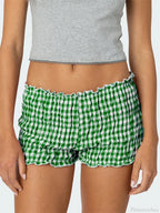 Ruched Plaid Slim Fit Short image 6