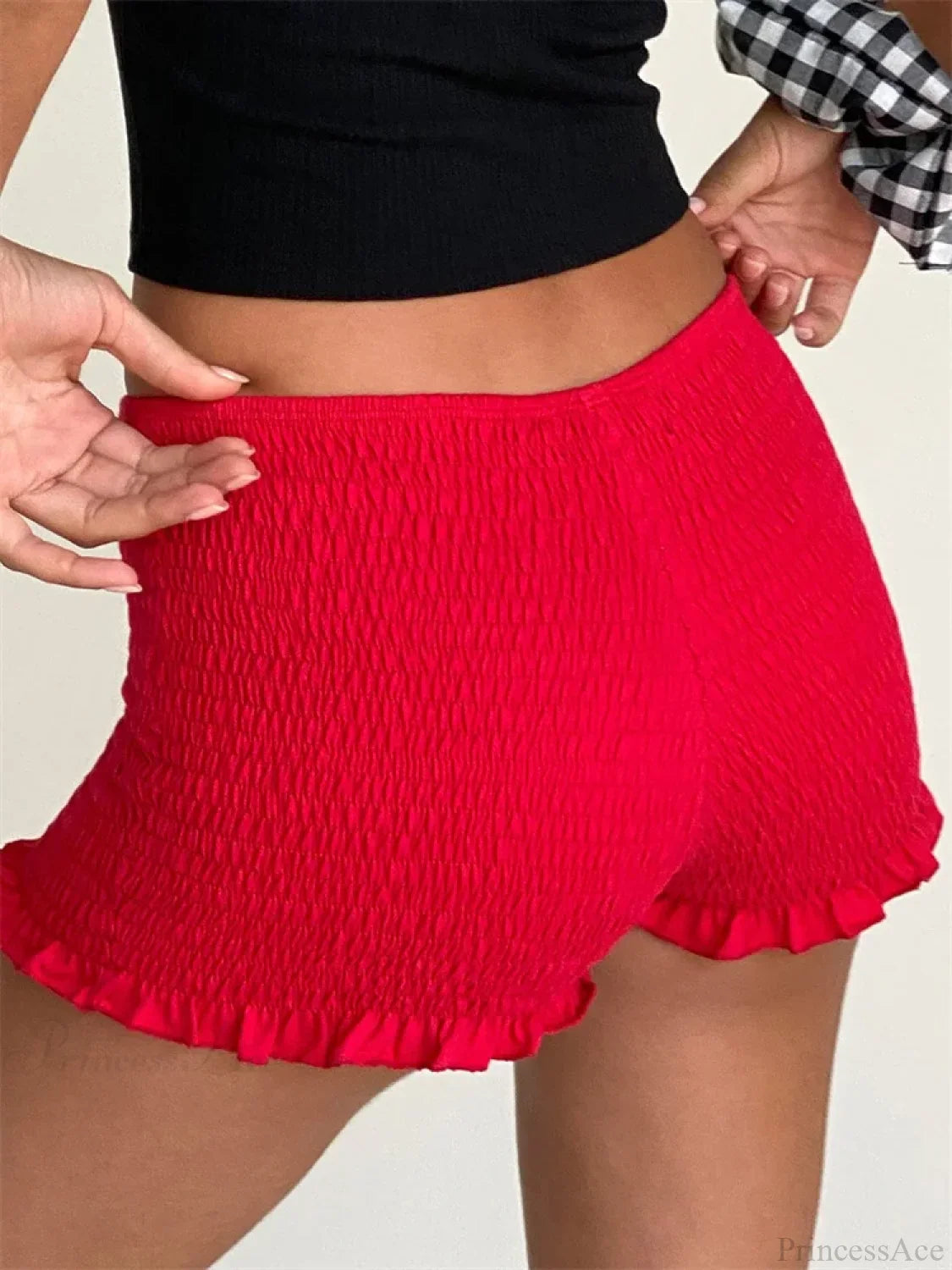 Ruched Ruffled Elastic Waist Short image 2