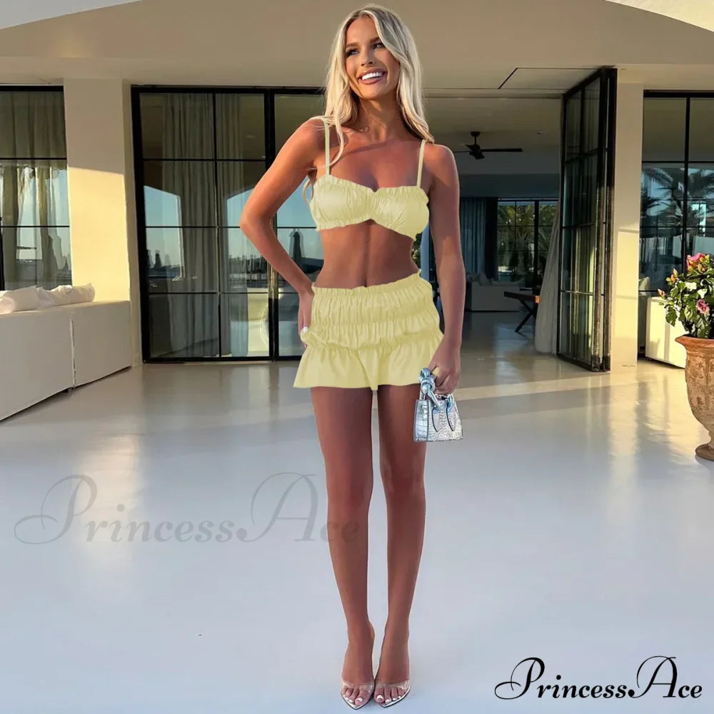 Ruched Satin Bralette Charming And Mini Skirt Set image 14
