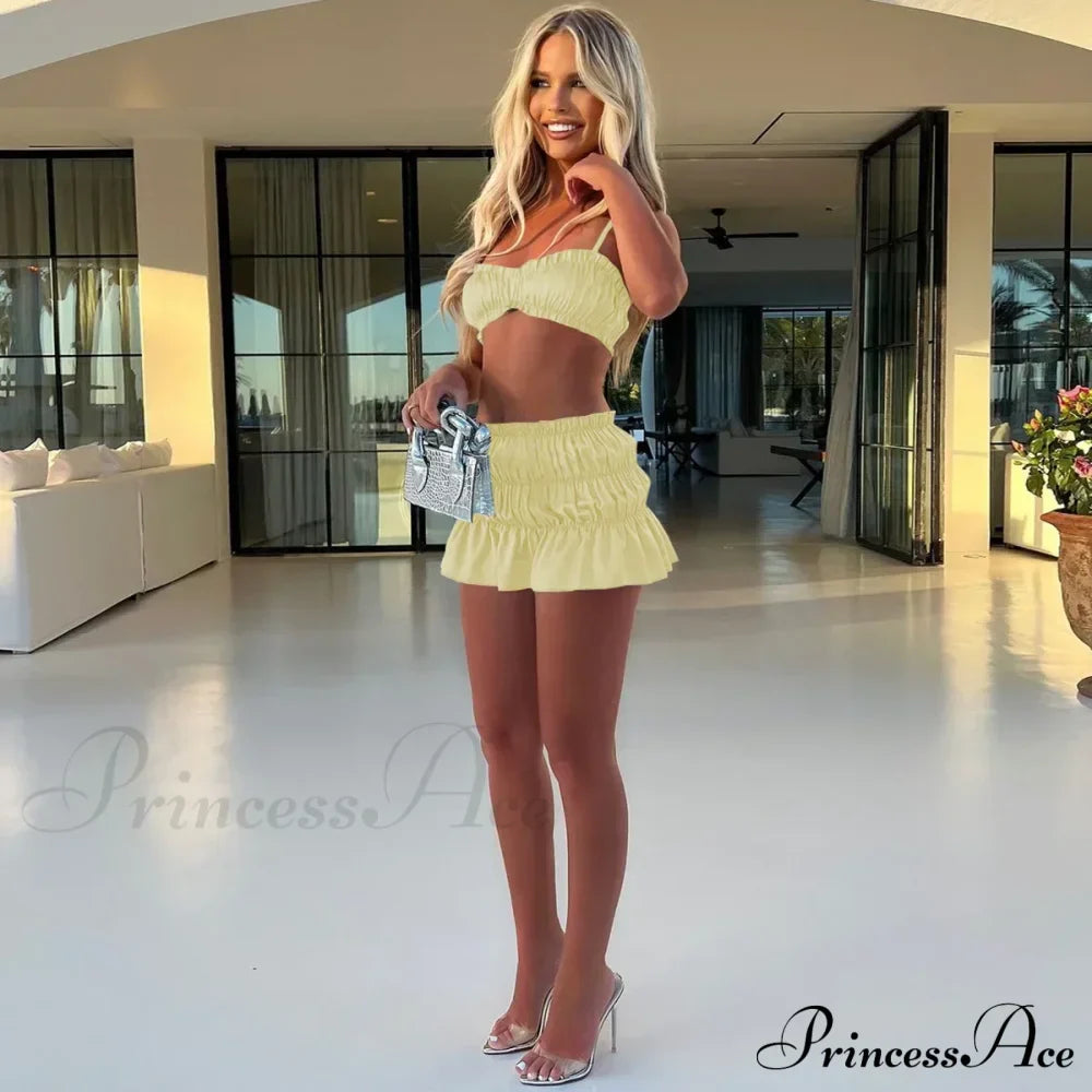 Ruched Satin Bralette Charming And Mini Skirt Set image 16