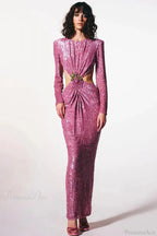 Ruched Sequin Waist Cutout Prom Dress image 3