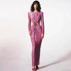 Ruched Sequin Waist Cutout Prom Dress image 2