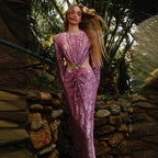 Ruched Sequin Waist Cutout Prom Dress image 1
