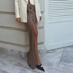 Ruched Split Floral Applique Maxi Skirt image 4