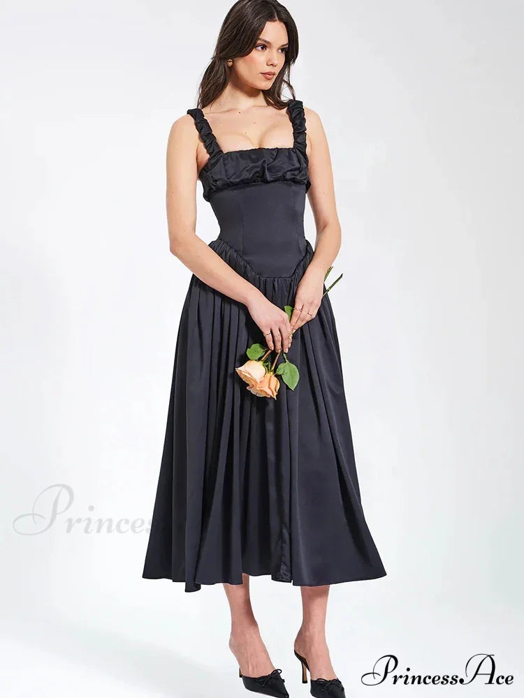 Ruched Strap Stylish Frill Maxi Dress image 1