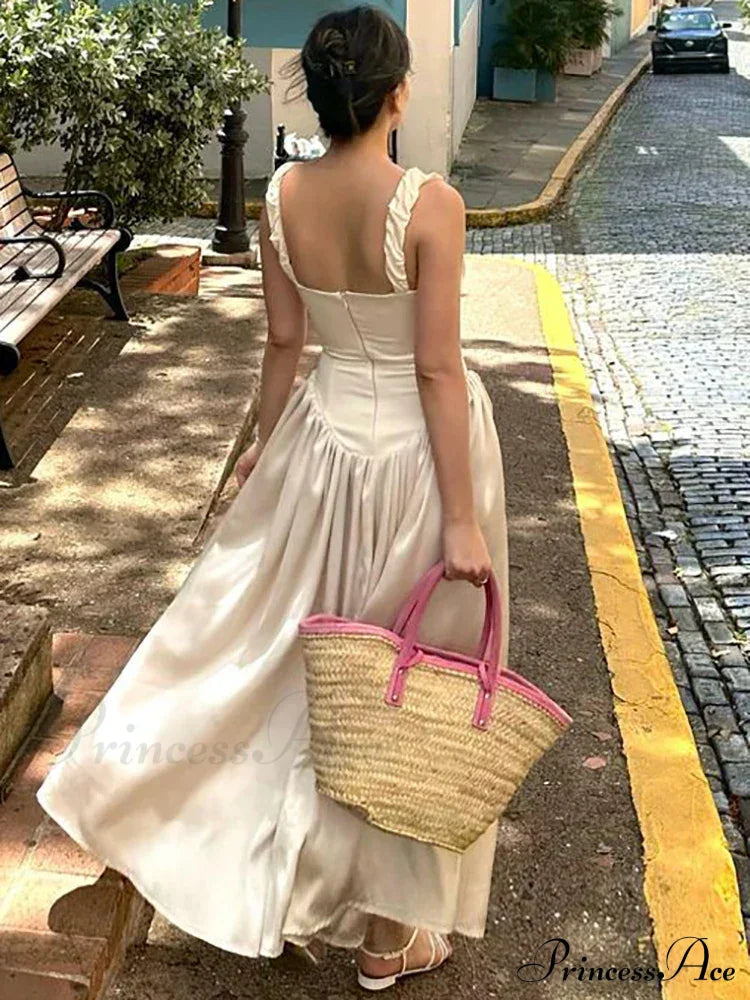 Ruched Strap Stylish Frill Maxi Dress image 3
