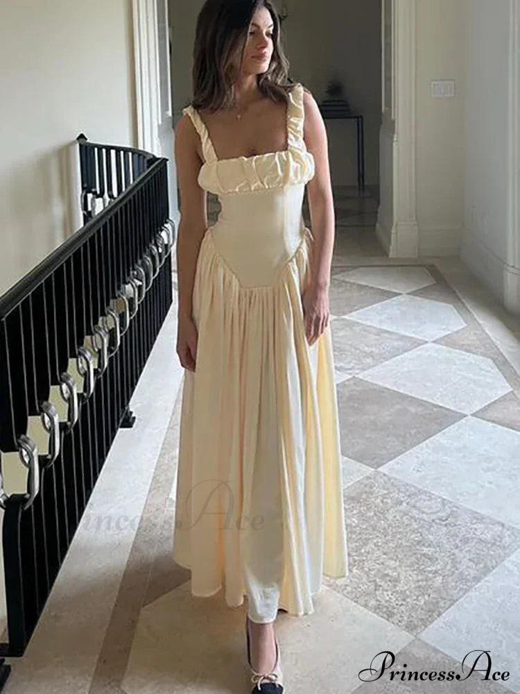 Ruched Strap Stylish Frill Maxi Dress image 4