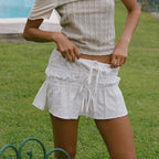 Ruched Tie-Up Front A-Line Skirt image 1