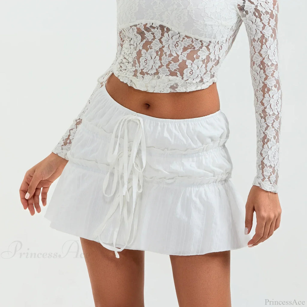 Ruched Tie-Up Front A-Line Skirt image 4