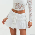 Ruched Tie-Up Front A-Line Skirt image 4