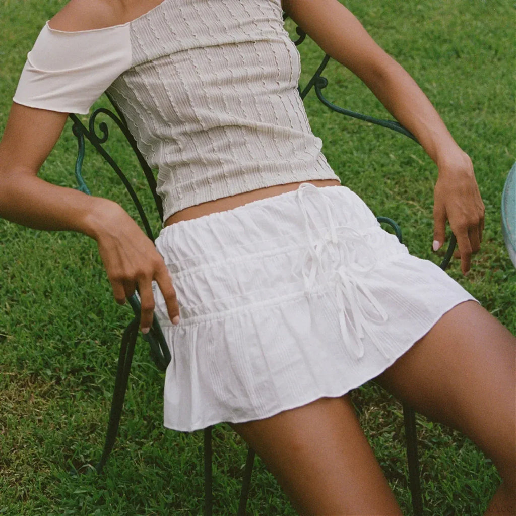 Ruched Tie-Up Front A-Line Skirt image 2