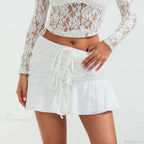 Ruched Tie-Up Front A-Line Skirt image 3