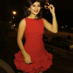 Ruffle Backless Bodycon White Black Red Mini Dress image 1
