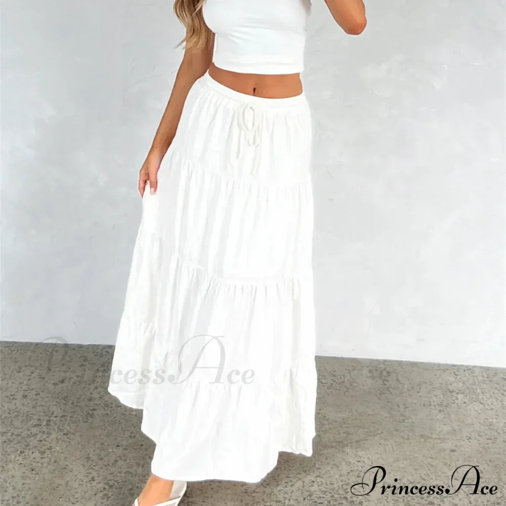 Ruffle Elastic High Waist Maxi Tiered Prairie Skirt image 4