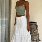Ruffle Elastic High Waist Maxi Tiered Prairie Skirt image 2