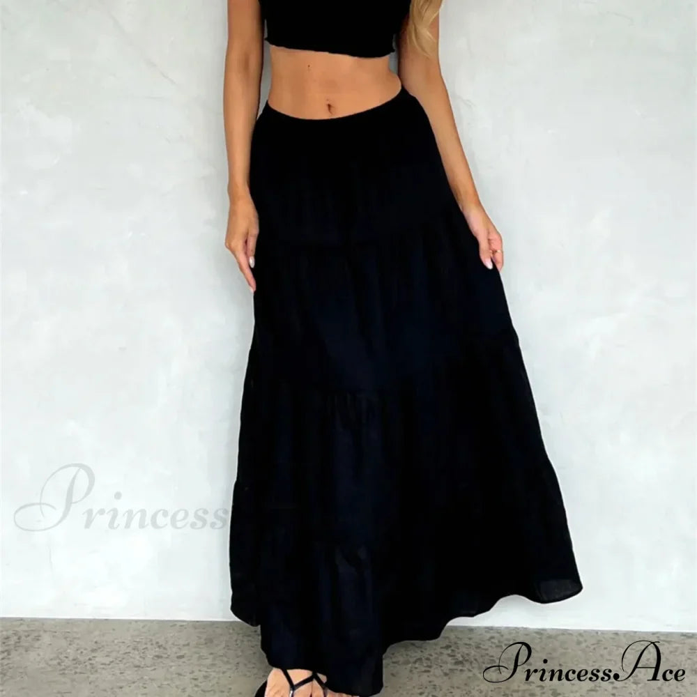 Ruffle Elastic High Waist Maxi Tiered Prairie Skirt image 5