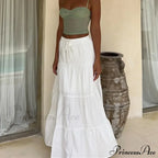 Ruffle Elastic High Waist Maxi Tiered Prairie Skirt image 1