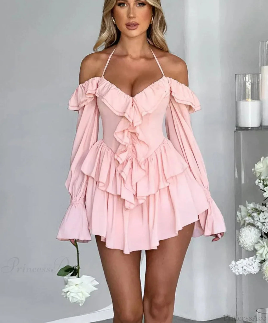 Ruffle Flare Sleeve Mini Dress image 1