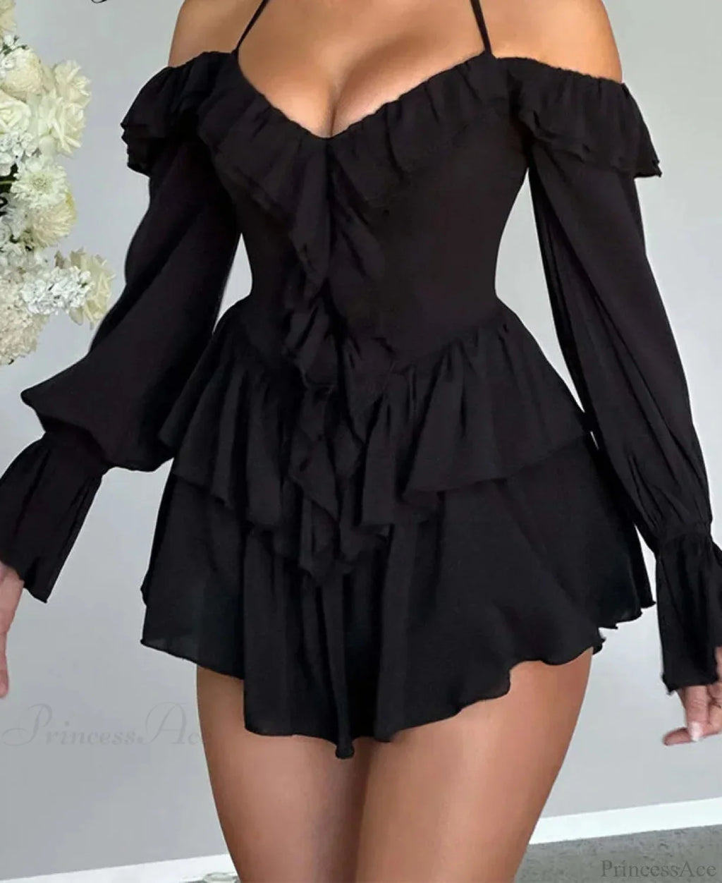 Ruffle Flare Sleeve Mini Dress image 3