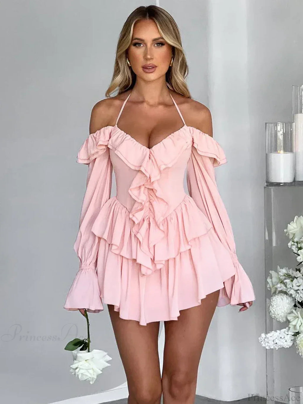 Ruffle Flare Sleeve Mini Dress image 5