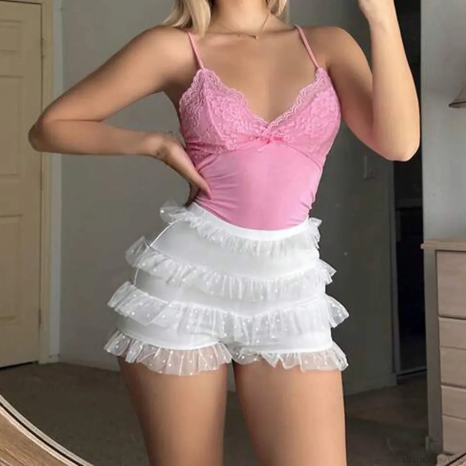 Ruffle Frilly Lace High-Waist Short image 2