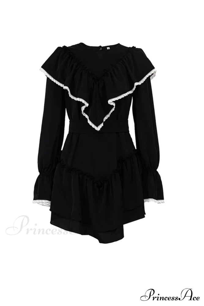 Ruffle Neck Lacework A-line Dress image 8