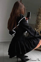 Ruffle Neck Lacework A-line Dress image 7