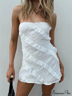 Ruffle Ruched Sexy Summer Party Clubwear Strapless Mini Dress image 1
