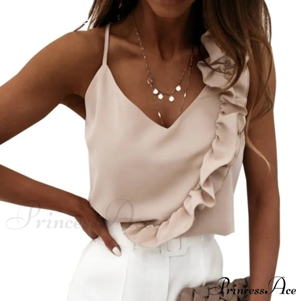 Ruffle Spaghetti Strap V Backless Top image 20