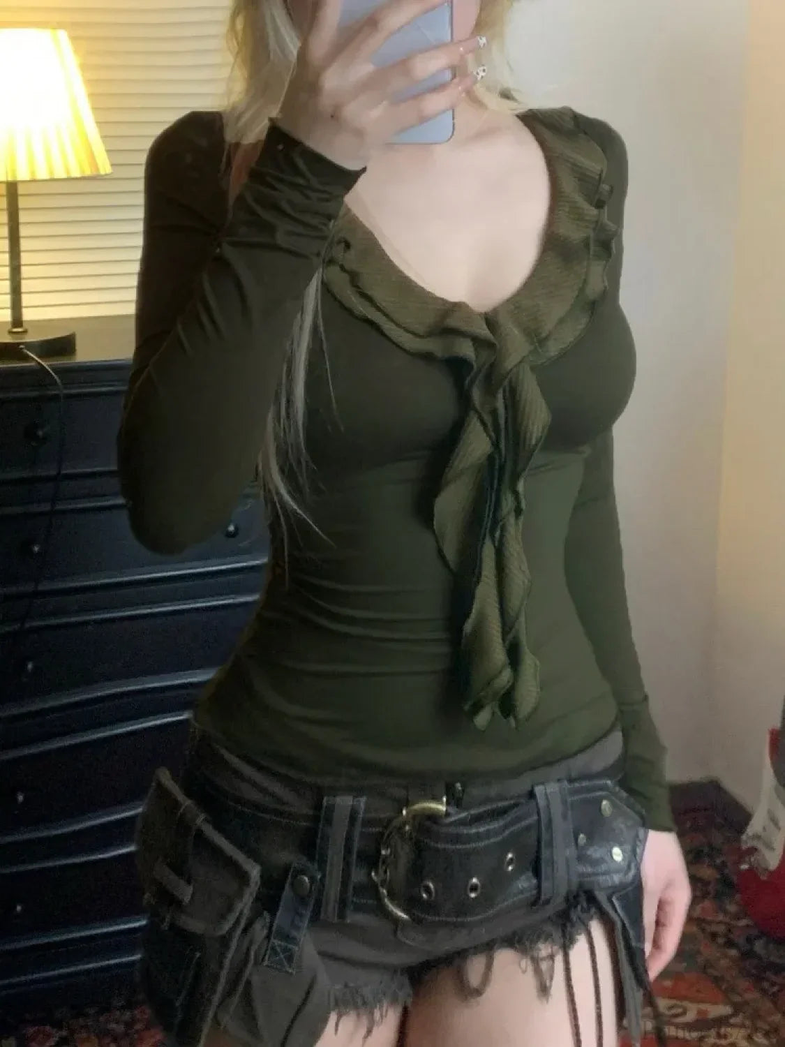 Ruffle V-neck Knit Top image 2