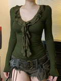 Ruffle V-neck Knit Top image 6