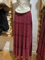 Ruffled Floral Red High Waist A-Line Skirt image 5