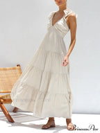 Ruffled Flying Sleeves Smocked Graceful Back Tiered Vacation Maxi Dress image 1