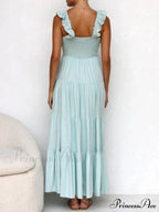 Ruffled Flying Sleeves Smocked Graceful Back Tiered Vacation Maxi Dress image 10