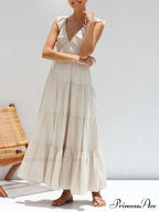 Ruffled Flying Sleeves Smocked Graceful Back Tiered Vacation Maxi Dress image 4