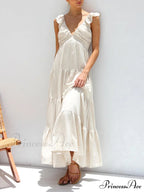 Ruffled Flying Sleeves Smocked Graceful Back Tiered Vacation Maxi Dress image 2