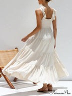 Ruffled Flying Sleeves Smocked Graceful Back Tiered Vacation Maxi Dress image 5