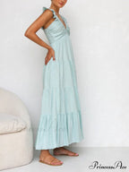 Ruffled Flying Sleeves Smocked Graceful Back Tiered Vacation Maxi Dress image 9