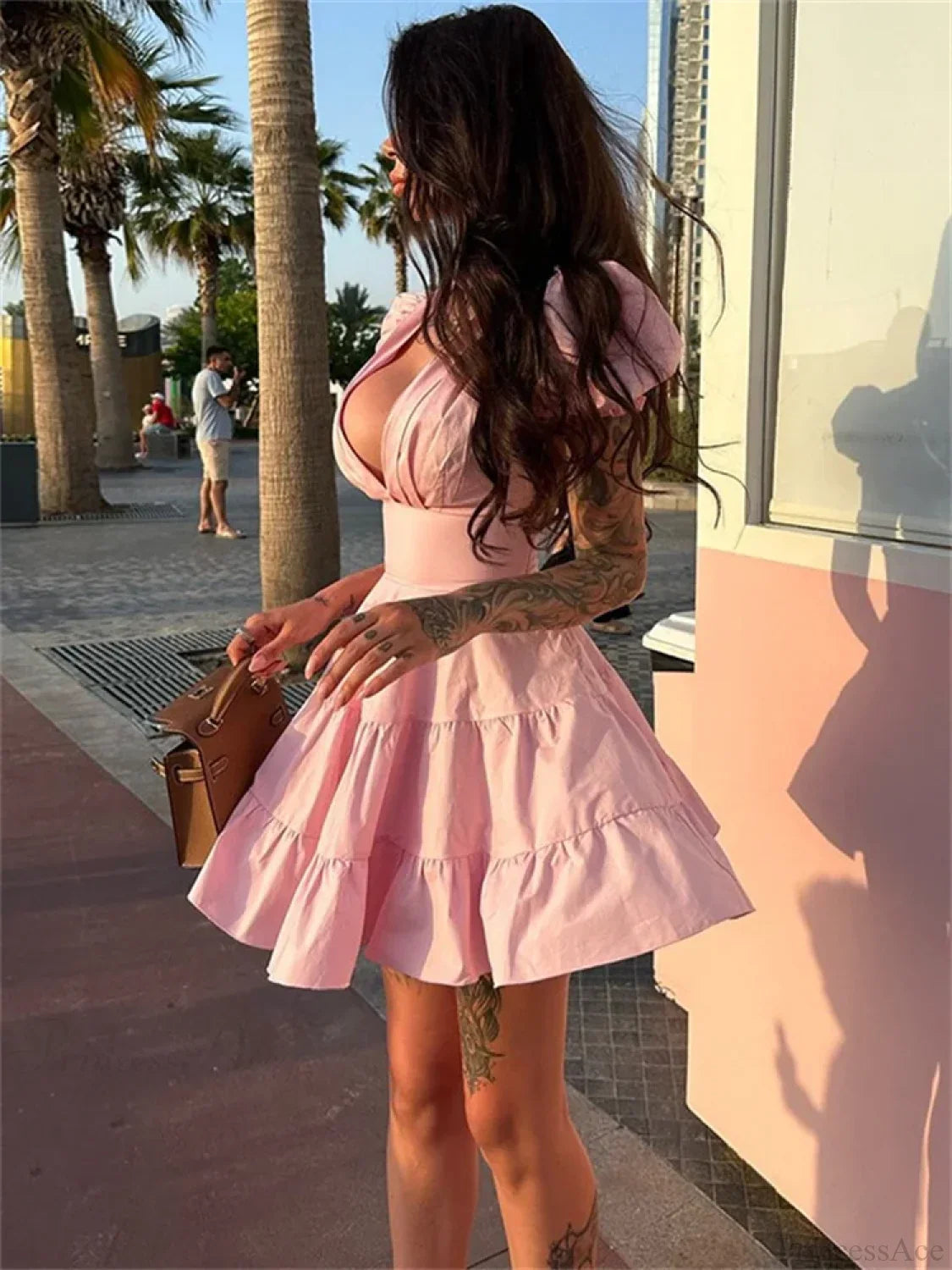 Ruffled Lace-Up Slim Mini Dress image 3