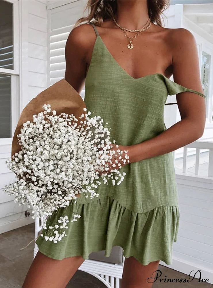 RUFFLED MINI DRESS WITH SHOULDER HALTER image 3